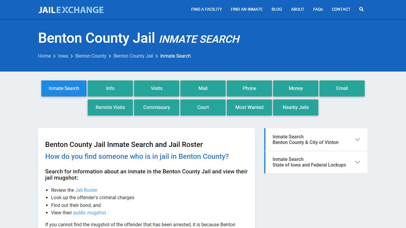 Inmate Search: Roster & Mugshots - Benton County Jail, IA