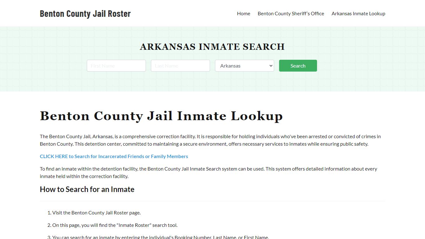 Benton County Jail Roster Lookup, AR, Inmate Search